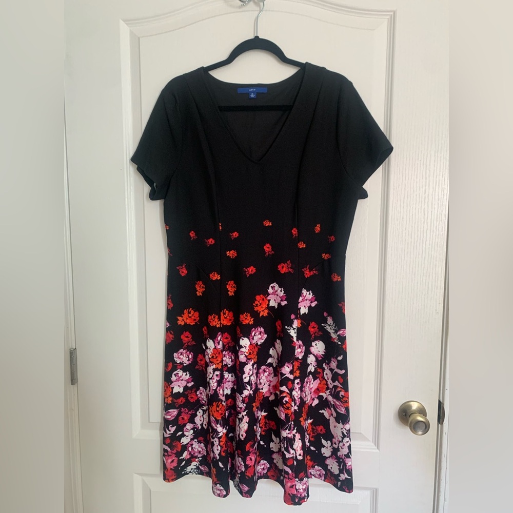 Apt. 9 Black and Red Floral Midi Dress
